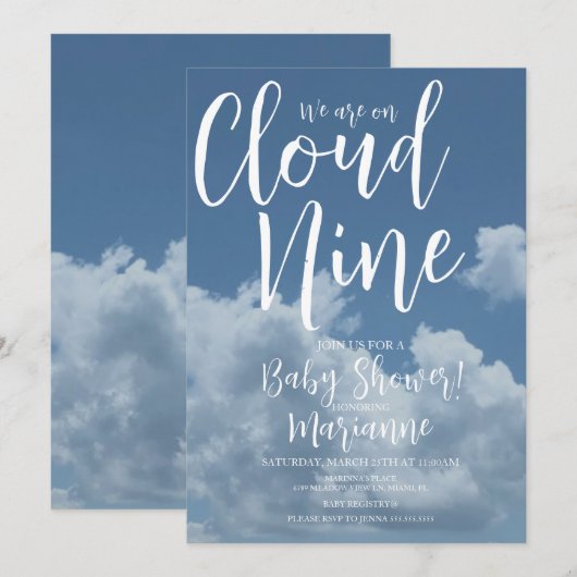 Realistic Clouds Cloud Nine Baby Shower   招待状 (正面/裏面)