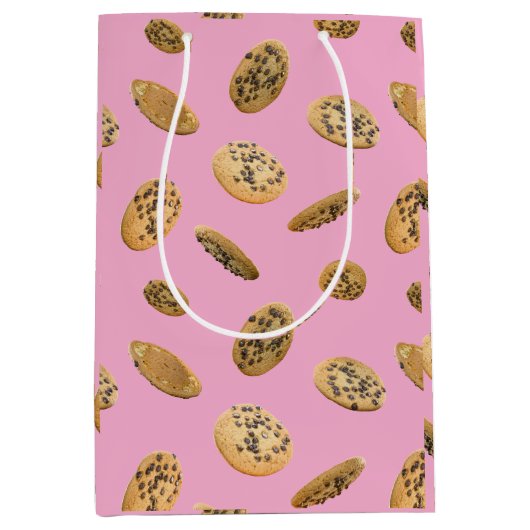Realistic Cookie Pattern Gift Bag ミディアムペーパーバッグ (正面)