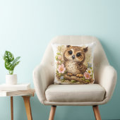 Realistic Cute Owl Floral Pillow Woodland Nursery  クッション (椅子)