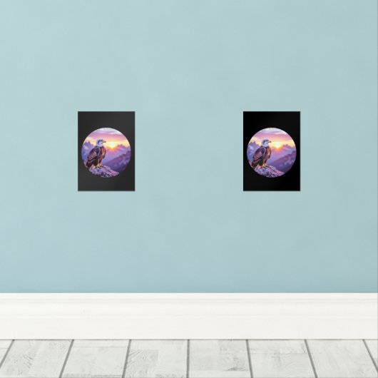 Realistic Eagle on Rock – Majestic Wildlife Scene (ウッドフロア)