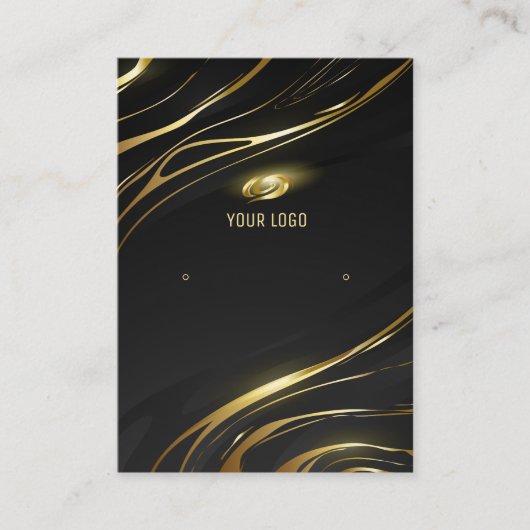 Realistic elegant Black Gold Hair Earring Display 名刺 (正面)