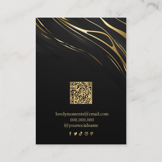 Realistic elegant Black Gold Hair Earring Display 名刺 (裏面)