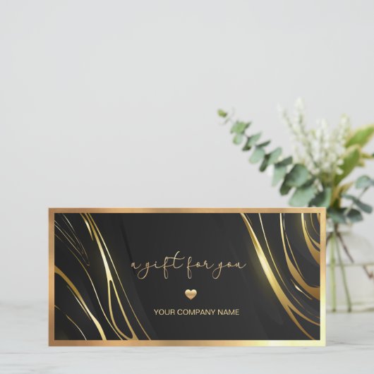 Realistic elegant Black Gold Hair Gift Certificate (スタンド正面)