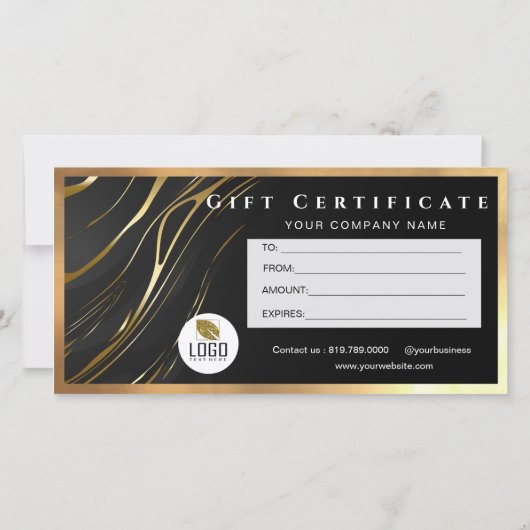 Realistic elegant Black Gold Hair Gift Certificate (裏面)