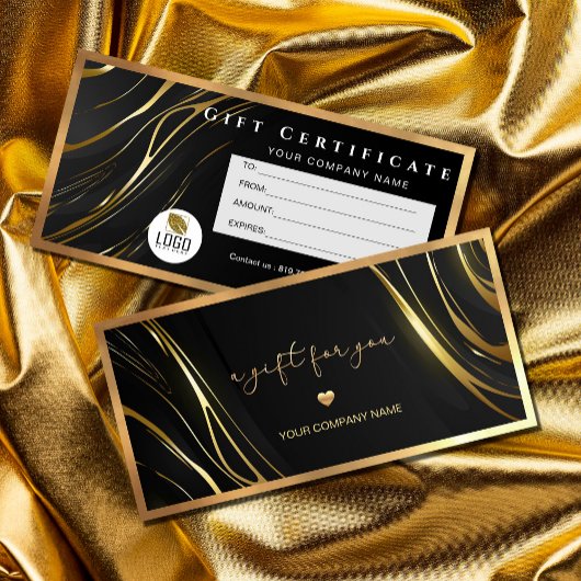 Realistic elegant Black Gold Hair Gift Certificate
