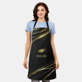 Realistic elegant Black Gold Hair Style エプロン (着用した状態)
