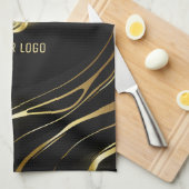 Realistic elegant Black Gold Hair Style キッチンタオル (四つ折り)