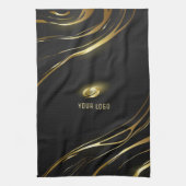 Realistic elegant Black Gold Hair Style キッチンタオル (縦)