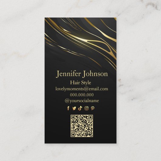 Realistic elegant Black Gold Hair Style 名刺 (裏面)