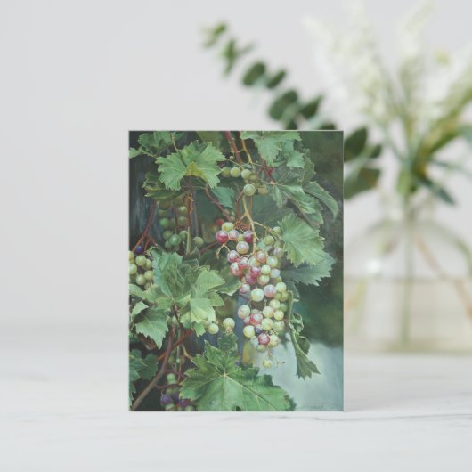 Realistic Grape Vine with Leaves – Fine Art ポストカード (スタンド正面)