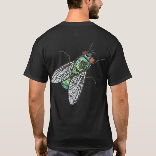 Realistic Green Bottle house Fly    Tシャツ (裏面)