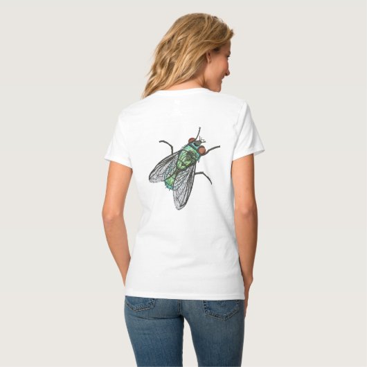 Realistic Green Bottle house Fly    Tシャツ (裏面フル)