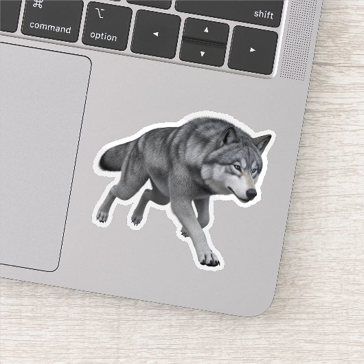 Realistic Grey Wolf 3D Digital Art Die-Cut Sticker シール (詳細)