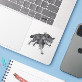 Realistic Grey Wolf 3D Digital Art Die-Cut Sticker シール (ノートパソコンとiPhone)