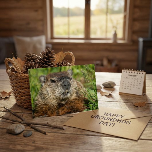 Realistic Groundhog Close Up Nature Wildlife Photo ポストカード