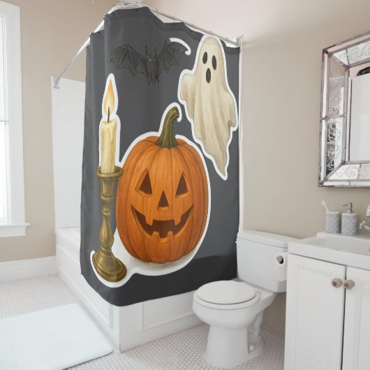 Realistic Halloween Sticker  シャワーカーテン (インサイチュ)