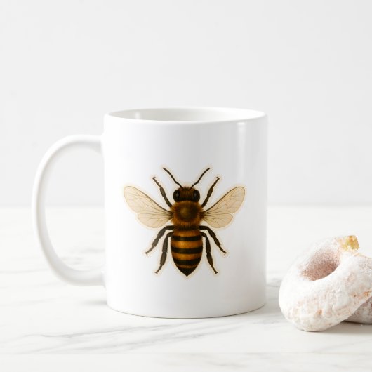 Realistic Honey Bee Design コーヒーマグカップ (ドーナツ)