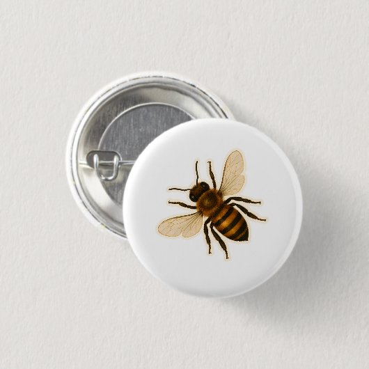 Realistic Honey Bee Design 缶バッジ (正面&裏面)