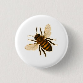 Realistic Honey Bee Design 缶バッジ