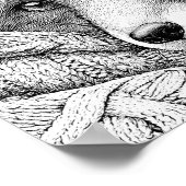 Realistic Knitted Christmas Stocking Fox Coloring  ポスター (角)