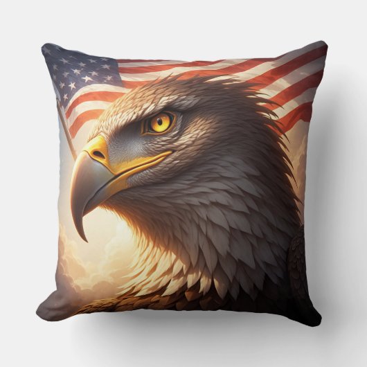 Realistic Majestic patriotic Eagle USA pride クッション (正面)