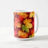 Realistic Maple Leaf Personalized Quote Autumn Mug コーヒーマグカップ (正面右)