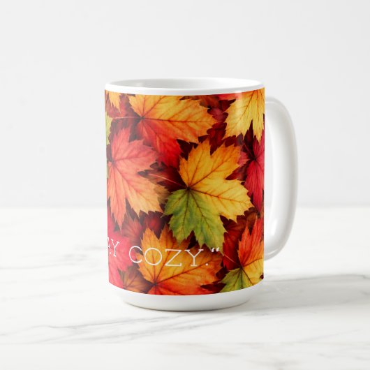 Realistic Maple Leaf Personalized Quote Autumn Mug コーヒーマグカップ (正面右)