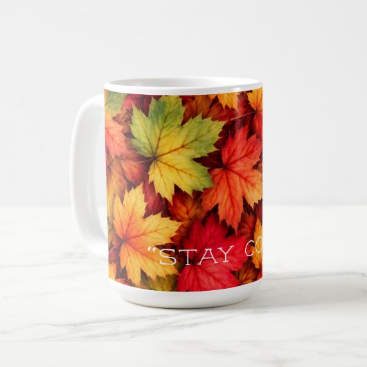Realistic Maple Leaf Personalized Quote Autumn Mug コーヒーマグカップ (正面左)