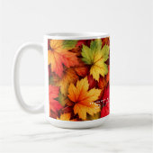 Realistic Maple Leaf Personalized Quote Autumn Mug コーヒーマグカップ (左)