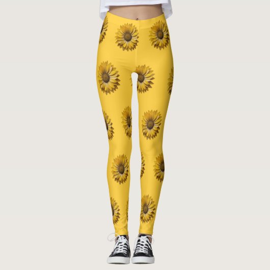 Realistic Minimal Sunflower Pattern レギンス (正面)