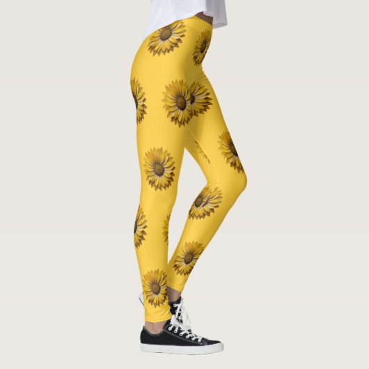 Realistic Minimal Sunflower Pattern レギンス (右)