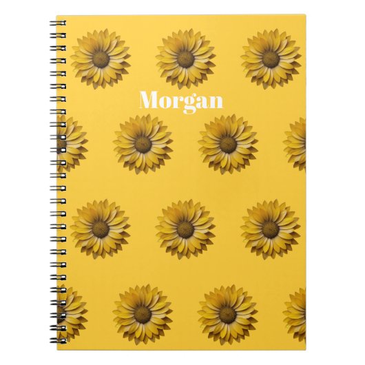 Realistic Minimal Sunflower Pattern Custom ノートブック (正面)