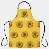 Realistic Minimal Sunflower Pattern Custom Apron エプロン (正面)