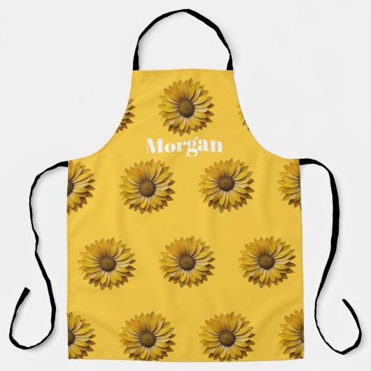 Realistic Minimal Sunflower Pattern Custom Apron エプロン (正面)