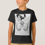 Realistic Monarch Butterfly Pencil Drawing Sticker Tシャツ (正面)