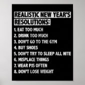 Realistic New Year's Resolutions Sayings Quote Fun ポスター (正面)