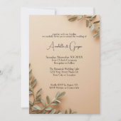 Realistic Olive Branches on Elegant Beige Wedding 招待状 (正面)
