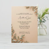 Realistic Olive Branches on Elegant Beige Wedding 招待状 (スタンド正面)