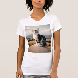 Realistic Outdoor Cat Portrait  Tシャツ