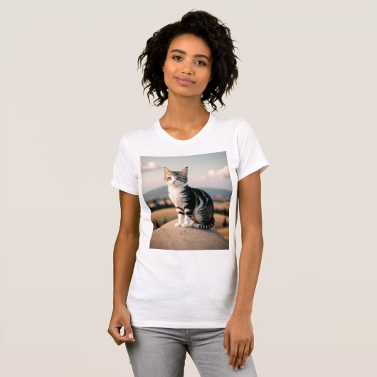 Realistic Outdoor Cat Portrait  Tシャツ (正面フル)