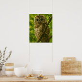 Realistic Owl Painting in Woodland Setting ポスター (キッチン)