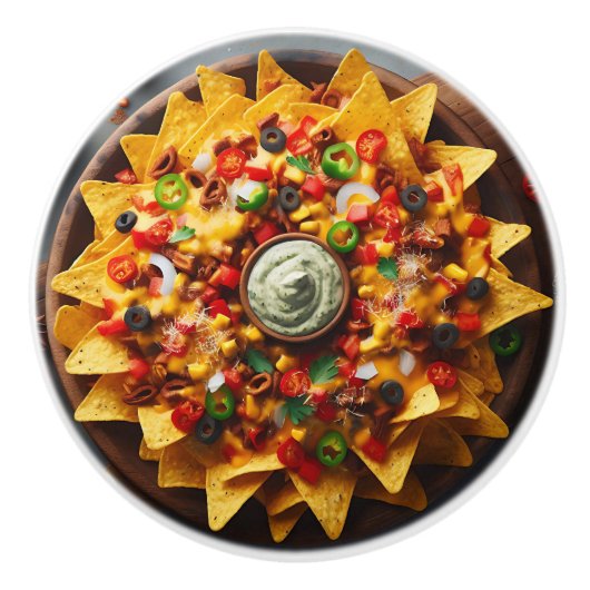 Realistic Plate of Nachos Funny セラミックノブ (正面)