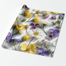 Realistic Pressed Flower Spring Gift Wrap ラッピングペーパー