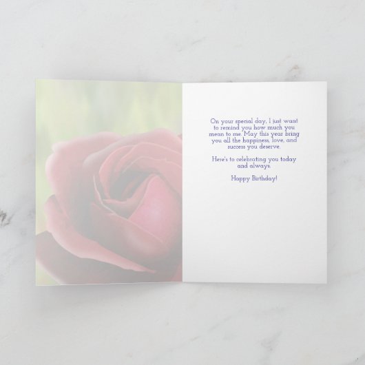 Realistic Red Rose Birthday Card カード (内部)