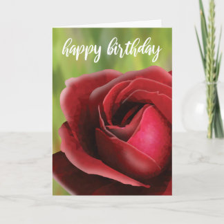 Realistic Red Rose Birthday Card カード
