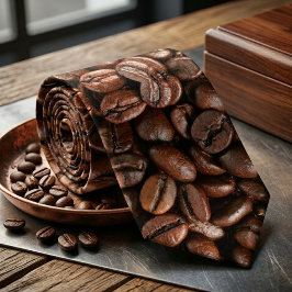 Realistic Roasted Coffee Pattern ネクタイ