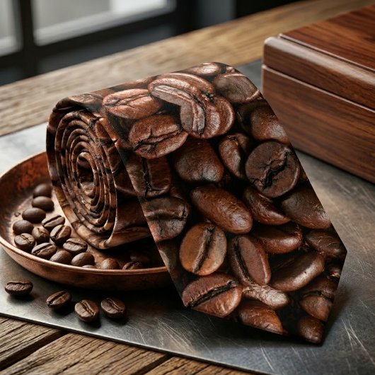 Realistic Roasted Coffee Pattern ネクタイ