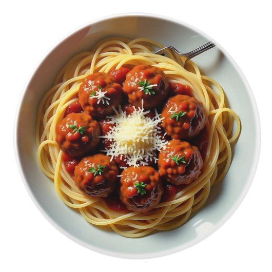 Realistic Spaghetti and Meatballs Food Kitchen セラミックノブ (正面)