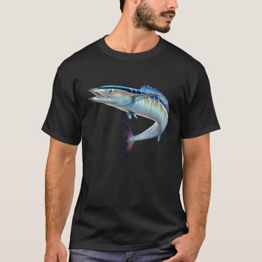 realistic Spanish Mackerel fish for lovers Fishing Tシャツ (正面)