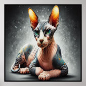 Realistic Sphynx Cat, Sphynx Hairless猫好き ポスター (正面)